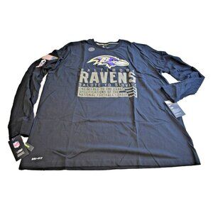 Baltimore Raven's Nike On Field Long Sleeve Mens 2XL Shirt Military USA Patch